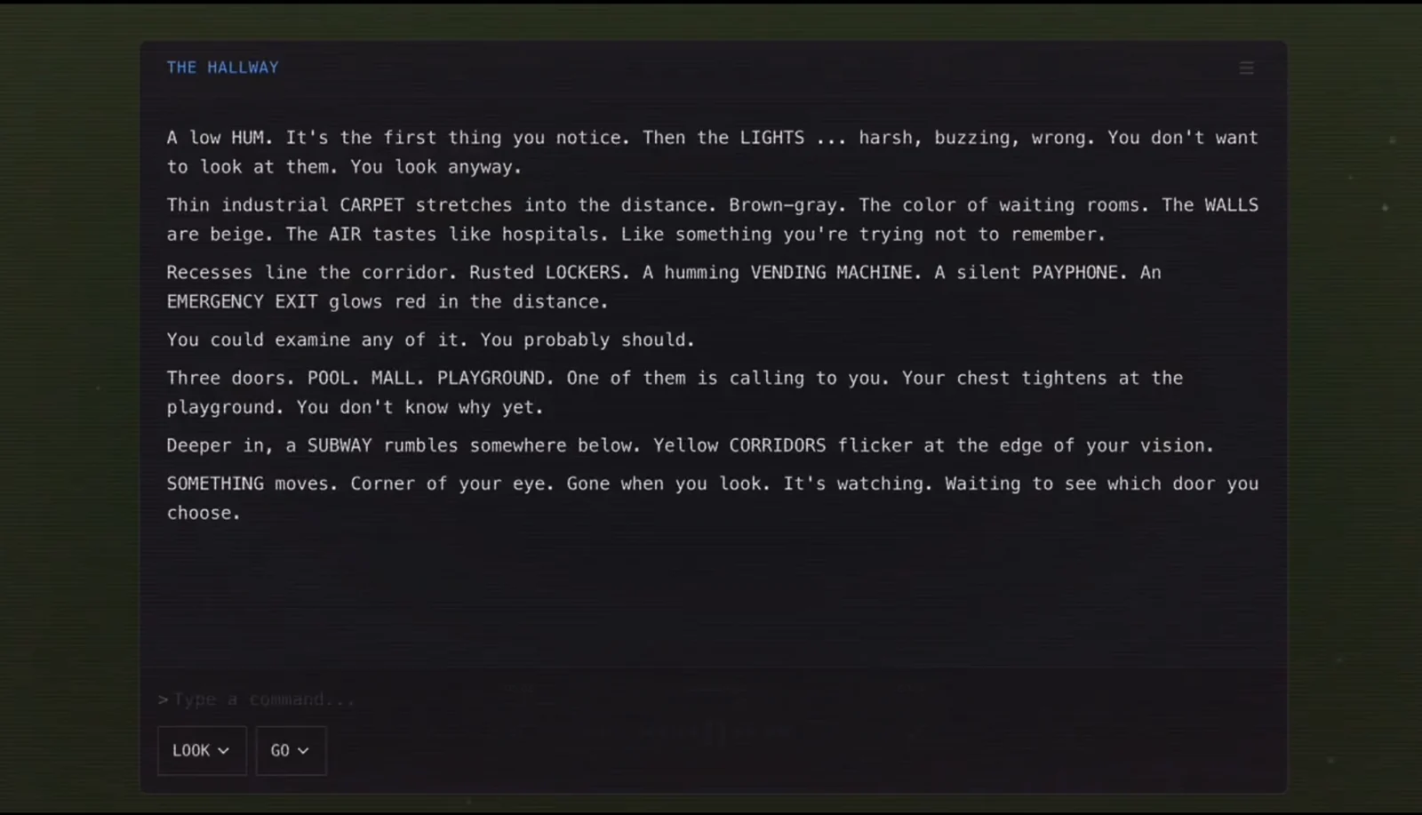 The old terminal design, shown with placeholder text